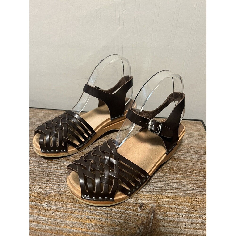 Troentorp  Brown Leather Anna Original Sole Clog Swedish Sandals EU 37, US 7.5
